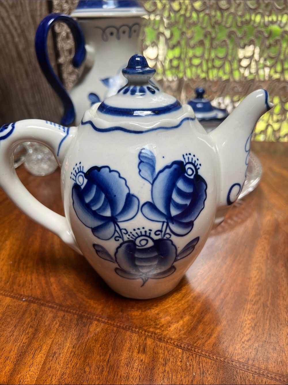 Gzhel teapot. Russian Gzhel hand painted teapot .